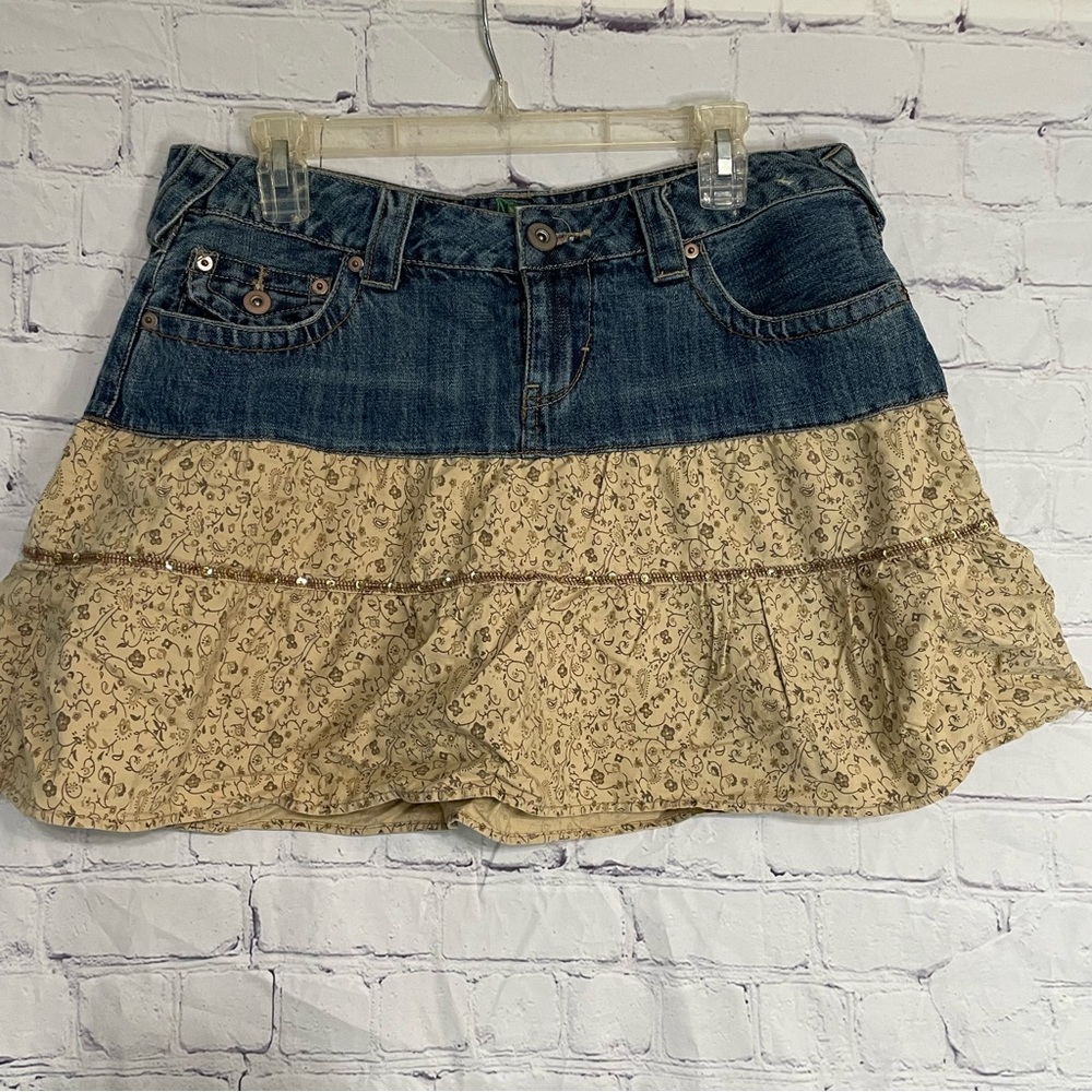 SO Jean Skirt With Fabric Trim Size 11